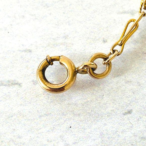 Antique Very Fancy Bar Link Pocket Watch Chain Choker Necklace Gold Filled 14" L - Picture 5 of 6